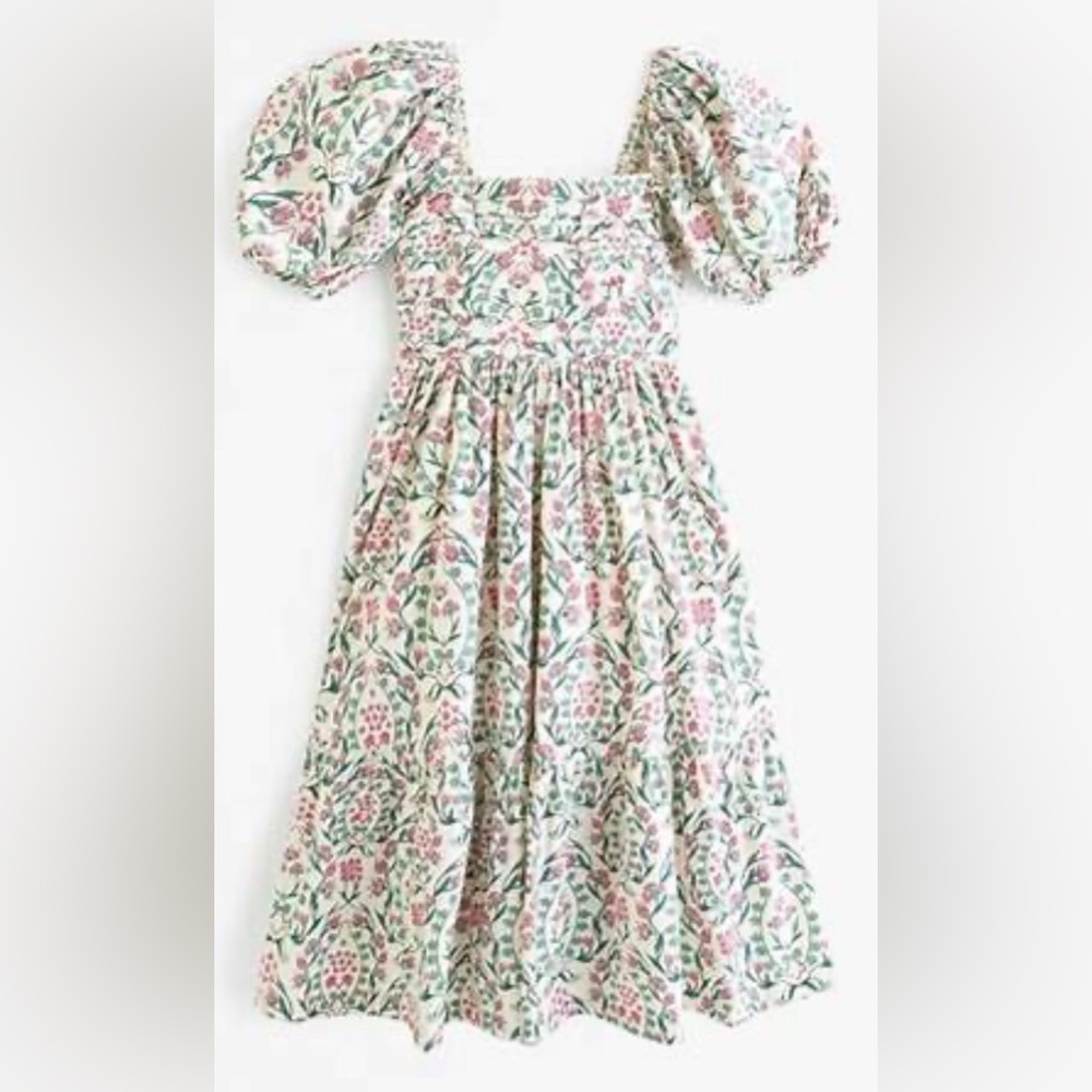 Abercrombie & Fitch Emerson Poplin Puff Sleeve Midi Dress, Medium Petite